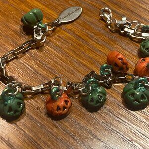 Handmade Mini Orange and Green Pumpkin Bracelet